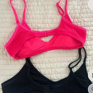 Aerie Black and Pink Bikini Tops